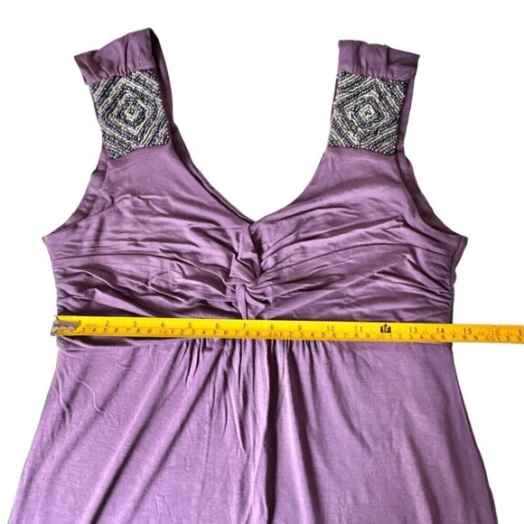 NWOT AVALEIGH Boho Beaded Maxi Dress Sz.M Purple Babydoll Y2K Coastal Feminine - Picture 9 of 15
